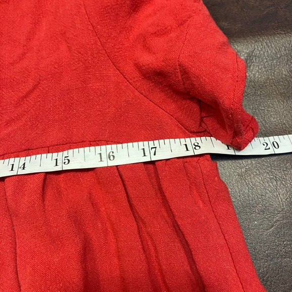 Umgee USA Red Linen Blend Tiered Mini Dress Short Sleeve Casual Womens Small New - Picture 11 of 13